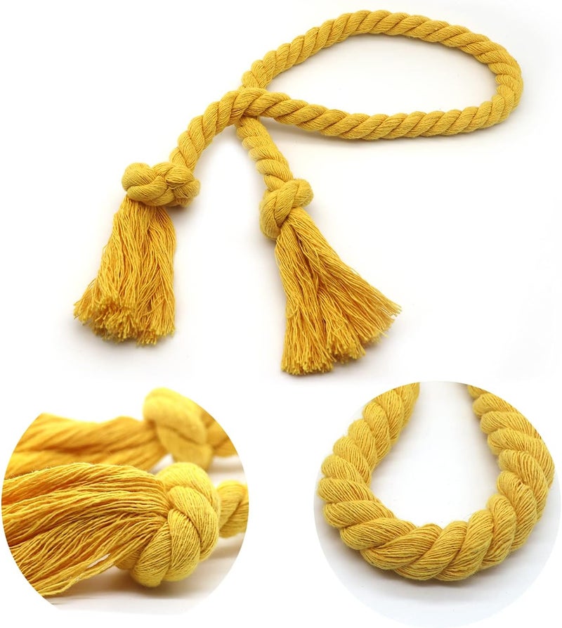 Yteseery 8 Pack Outdoor Curtain Tiebacks Rope, Natural Cotton Curtain Holders, Village Rural Rustic Curtain Holdbacks, Farmhouse Nautical Curtain Rope Tie Back for Drapery Patio, (Yellow) - Image 4